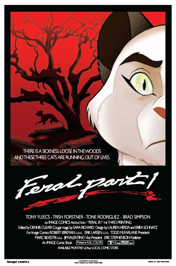 Feral #1 3rd Printing Tony Fleecs Cat People Movie Poster Homage with art by Trish Forstner|Tony Fleecs