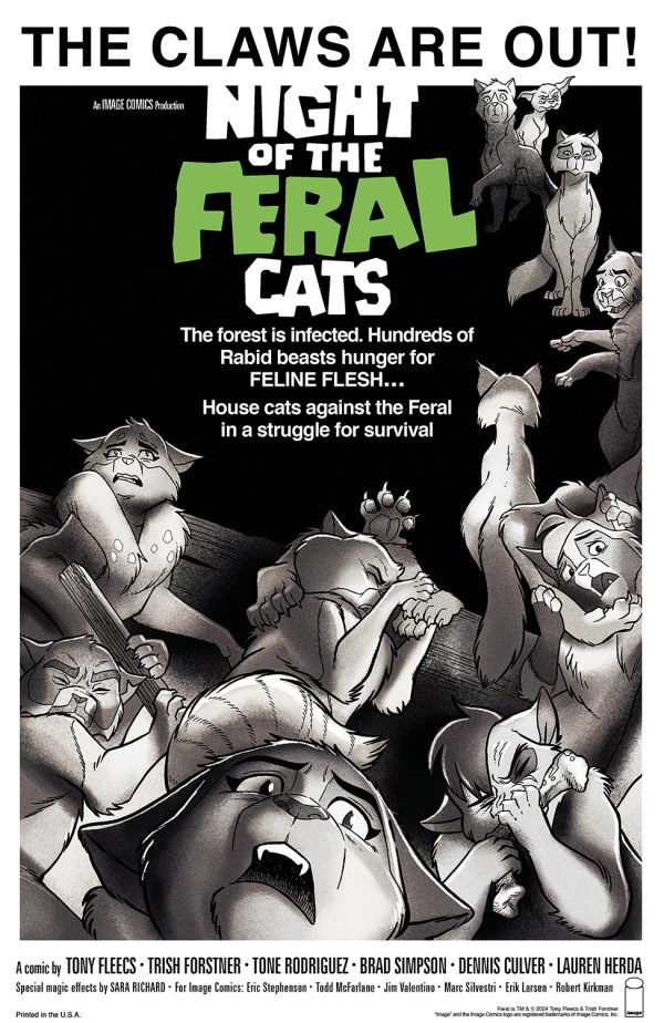 Feral #1 Cover G 1:100 Tony Fleecs Night of the Living Dead Homage Variant with art by Trish Forstner|Tony Fleecs