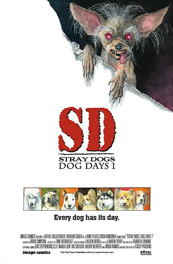 Stray Dogs: Dog Days #1 Royal Collectibles Casey Parsons It TV Mini-Series Homage Variant with art by Casey Parsons